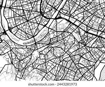 Vector city map of Issy-les-Moulineaux in France with black roads isolated on a white background.