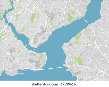 Vector city map of Istanbul with well organized separated layers.