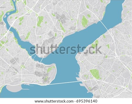 Vector city map of Istanbul with well organized separated layers.