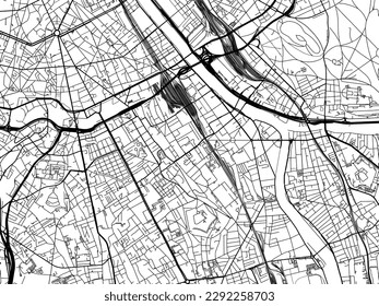 Vector city map of Ivry-sur-Seine in the France with black roads isolated on a white background.