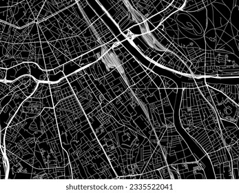 Vector city map of Ivry-sur-Seine in France with white roads isolated on a black background.