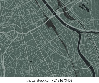 Vektorgrafik Stadtplan von Ivry-sur-Seine in Frankreich mit weißen Straßen isoliert auf einem grünen Hintergrund.