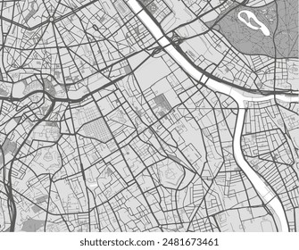 Vector city map of Ivry-sur-Seine in France with black roads isolated on a grey background.