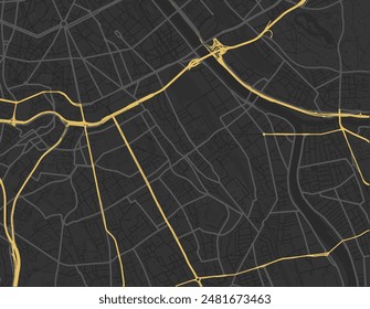 Vector city map of Ivry-sur-Seine in France with yellow roads isolated on a brown background.