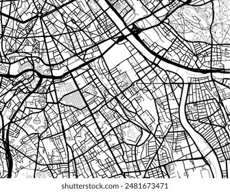 Vektorgrafik Stadtplan von Ivry-sur-Seine in Frankreich mit schwarzen Straßen isoliert auf einem weißen Hintergrund.