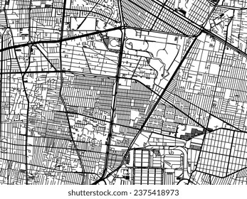 Vector city map of Iztacalco in Mexico with black roads isolated on a white background.