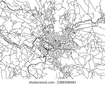 Vector city map of Jablonec nad Nisou in the Czech Republic with black roads isolated on a white background.