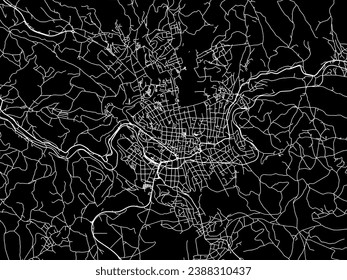 Vector city map of Jablonec nad Nisou in the Czech Republic with white roads isolated on a black background.