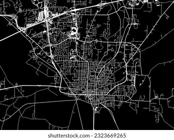 Vector city map of Jackson Tennessee in the United States of America with white roads isolated on a black background.