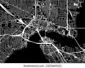 Vector city map of Jacksonville Center Florida in the United States of America with white roads isolated on a black background.