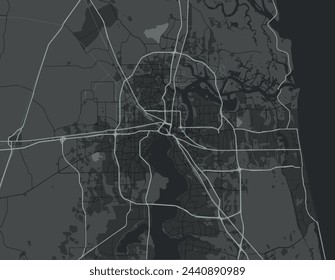 Vector city map of Jacksonville Florida in the United Stated of America with white roads isolated on a grey background.