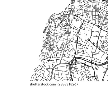 Vector city map of Jaffa in Israel with black roads isolated on a white background.