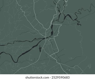 Mapa de cidade vetorial de Jammu na República da Índia com estradas brancas isoladas sobre um fundo verde