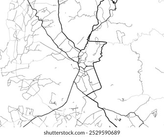 Mapa vetorial de Jammu na República da Índia com estradas pretas isoladas sobre um fundo branco.