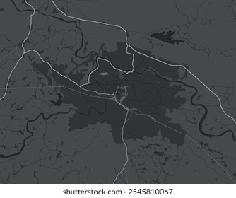Vector city map of Jamshedpur in the Republic of India with white roads isolated on a grey background.