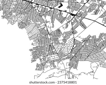 Vector city map of Jardines de la Silla (Jardines) in Mexico with black roads isolated on a white background.