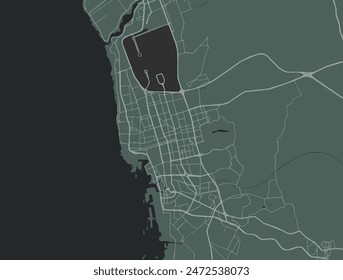 Vector city map of Jeddah in the Kingdom of Saudi Arabia with white roads isolated on a green background.