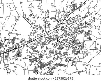 Vector city map of Jember in Indonesia with black roads isolated on a white background.