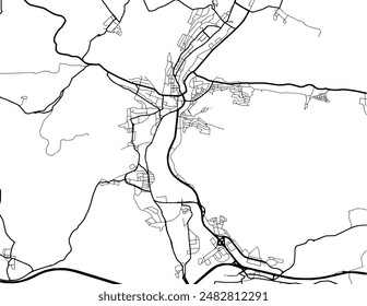 Vector city map of Jena in Germany with black roads isolated on a white background