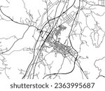 Vector city map of Jeongeup in the South Korea with black roads isolated on a white background.