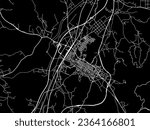 Vector city map of Jeongeup in the South Korea with white roads isolated on a black background.