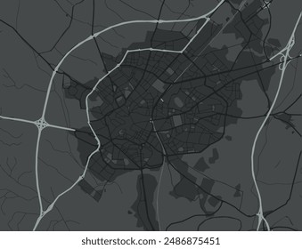 Vector city map of Jerez de la Frontera in Spain with white roads isolated on a grey background.