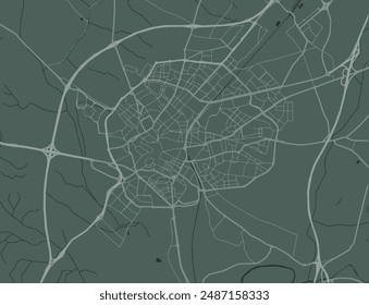 Vector city map of Jerez de la Frontera in Spain with white roads isolated on a green background.