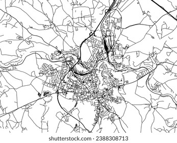 Vector city map of Jihlava in the Czech Republic with black roads isolated on a white background.