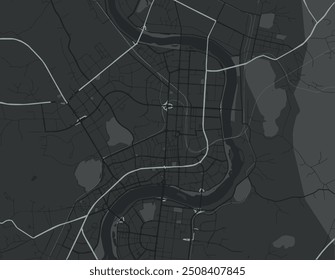 Vector city map of Jilin in the People's Republic of China with white roads isolated on a grey background.