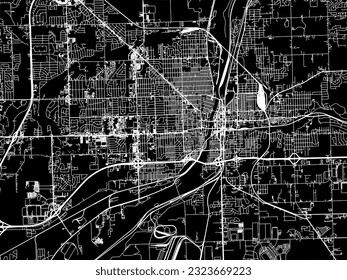Vector city map of Joliet Illinois in the United States of America with white roads isolated on a black background.