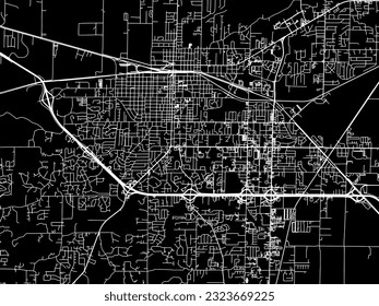 Stadtplan von Jonesboro Arkansas in den Vereinigten Staaten von Amerika mit weißen Straßen einzeln auf schwarzem Hintergrund.