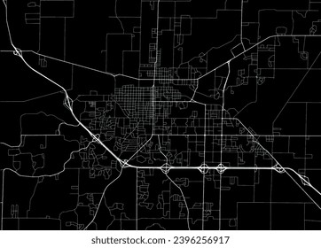 Vector city map of Jonesboro Arkansas in the United States of America with white roads isolated on a black background.