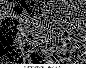 Vector city map of Jose C. Paz in Argentina with white roads isolated on a black background.