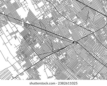 Vector city map of Jose C. Paz in Argentina with black roads isolated on a white background.