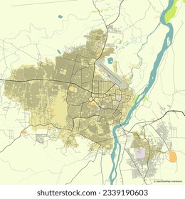 Vector city map of Juba, South Sudan