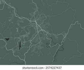 Vector city map of Juiz de Fora in Brazil with white roads isolated on a green background.