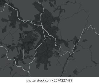 Vector city map of Juiz de Fora in Brazil with white roads isolated on a grey background.