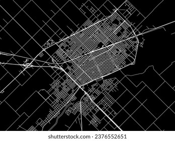 Vector city map of Junin in Argentina with white roads isolated on a black background.