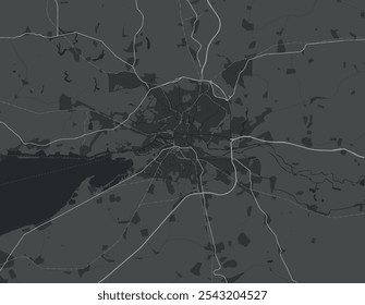 Vector city map of Kaliningrad in the Russian Federation with white roads isolated on a grey background.