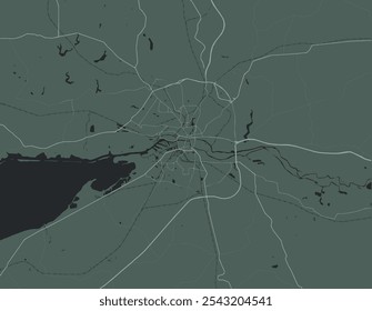 Vector city map of Kaliningrad in the Russian Federation with white roads isolated on a green background.