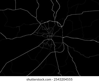 Vector city map of Kaliningrad in the Russian Federation with white roads isolated on a black background.