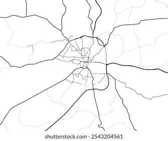 Vector city map of Kaliningrad in the Russian Federation with black roads isolated on a white background.