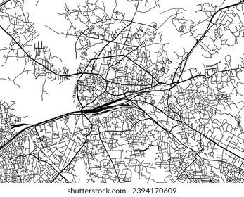 Vector city map of Kalyan in the Republic of India with black roads isolated on a white background.