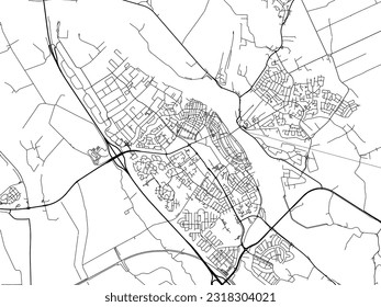 Vector city map of Kampen in the Netherlands with black roads isolated on a white background.