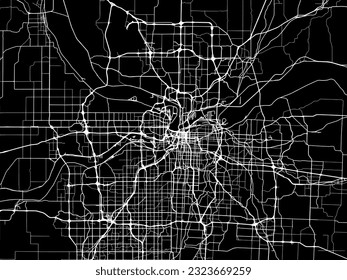 Vector city map of Kansas City Kansas in the United States of America with white roads isolated on a black background.
