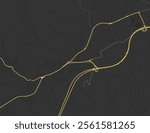 Vector city map of Kapfenberg in Austria with yellow roads isolated on a brown background.