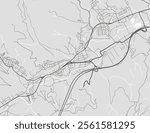 Vector city map of Kapfenberg in Austria with black roads isolated on a grey background.