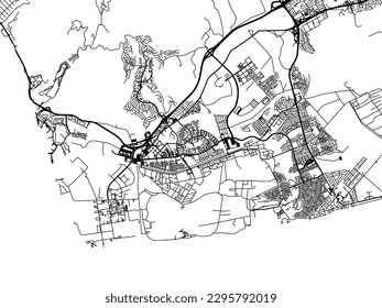 Vector city map of Kapolei Hawaii in the United States of America with black roads isolated on a white background.