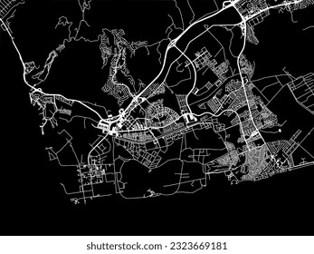 Vector city map of Kapolei Hawaii in the United States of America with white roads isolated on a black background.