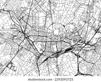 Vector city map of Karlsruhe in the Germany with black roads isolated on a white background.